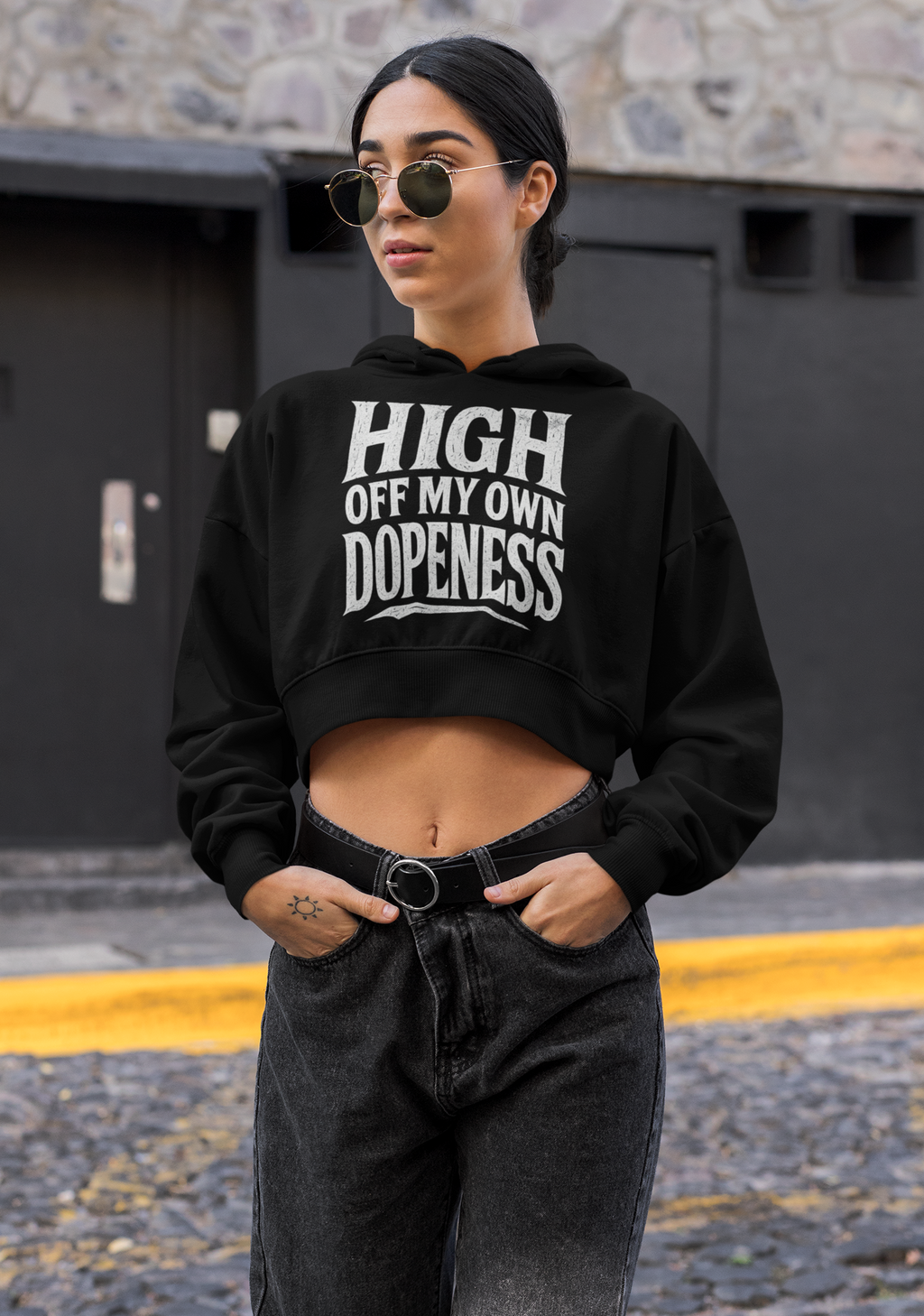 HIGH OFF MY OWN DOPENESS CROP HOODIE
